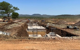 Concrete pouring for the retaining wall foundation completed