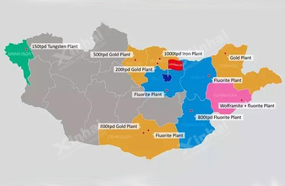 (Distribution map of Xinhai mineral processing EPC+M+O plants)